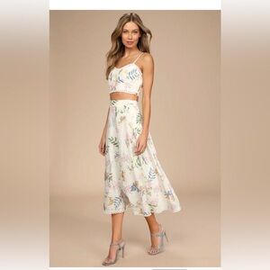 {Lulu’s} Sweet At Heart White Floral Embroidered Two-Piece Midi Dress